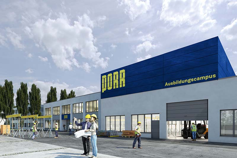 Foto: Visualisierung des Porr Ausbildungscampus in Wien Simmering.