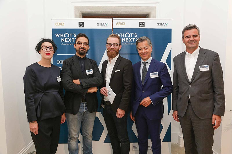 Petra Maier (Moser Architects), Saverio Panata (Carlo Ratti Associati), Daniel Cronin, Peter Ulm (6B47 Real Estate Investors AG) und Alexander Nußbaumer (ZIMA Holding)
