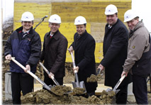 Konsortionalpartner Viktor Garnreiter, Eurawasser, Ingo Sattlegger, Strabag Umwelttechnik, Heinz Grossmann und Peter Ramharter, Kalogeo Anlagenbau, Gunnar Assmann, EW4W (v.l.).